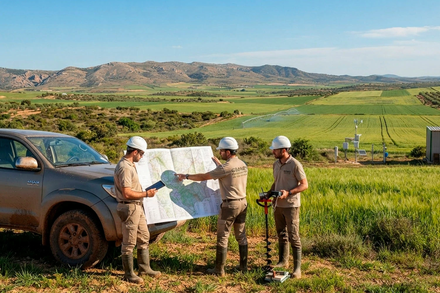 Estudio de impacto ambiental y campos agrícolas en la zona de desarrollo del proyecto Navalcuerno.